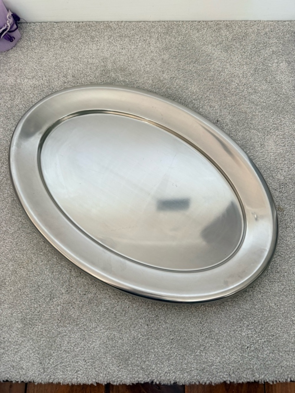 Large Oval Stainless Serving Platter - Silver